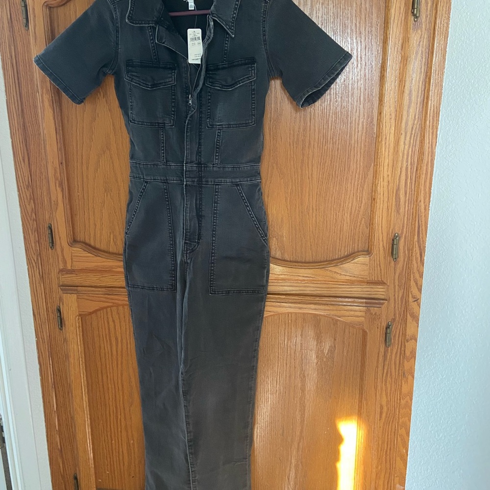 aerie Black Utility Jumpsuit Jeans